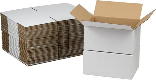 Miniatura 18 de Cajas de envío de 4 x 4 x 4 pulgadas, juego de 40, caja de cartón corrugado blanca para envío postal de documentación para pequeñas empresas Blanco