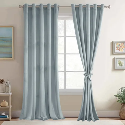 Miniatura 48 de JIUZHEN - Cortinas de terciopelo gris de 63 pulgadas opacas para sala de estar - Cortinas gruesas de terciopelo con ojales para ventana