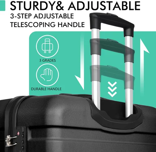 Miniatura 8 de AnyZip Maleta ligera de policarbonato ABS con 4 ruedas universales TSA Lock Negro