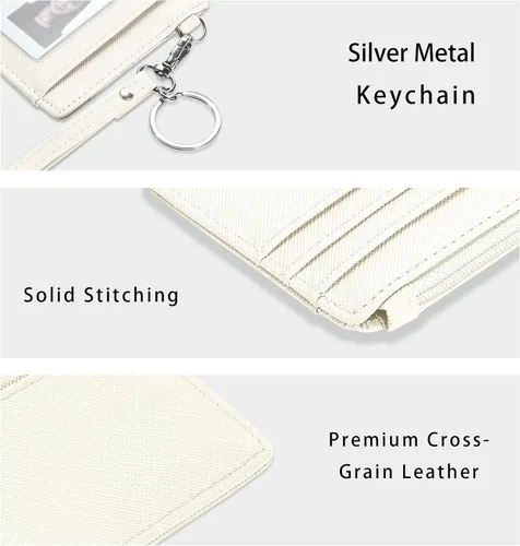 Miniatura 3 de SEAVILIA Billetera pequeña para mujer, delgada, llavero, carteras RFID para tarjetas de crédito con bolsillo con cremallera, ventana