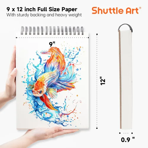 Miniatura 3 de Shuttle Art Bloc de dibujo de 9 x 12 pulgadas, 260 hojas (68 libras/3.53 oz/m²), paquete de 2, 130 hojas cada una, cuaderno de bocetos encuadernado