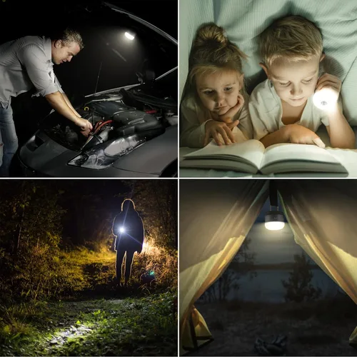 Miniatura 7 de LE Farol LED portátil de camping con base magnética 3000 mAh, batería 280LM recargable por USB, luz LED portátil para casa de campaña, de 3 modos