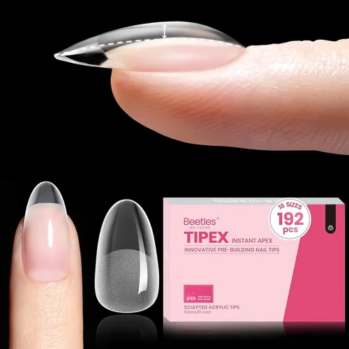 Miniatura 8 de Beetles Tipex - Uñas postizas con ápice instantáneo, 192 uñas, preconstruidas y pregrabadas, largas, cuadradas, fuertes y gruesas, uñas postizas a