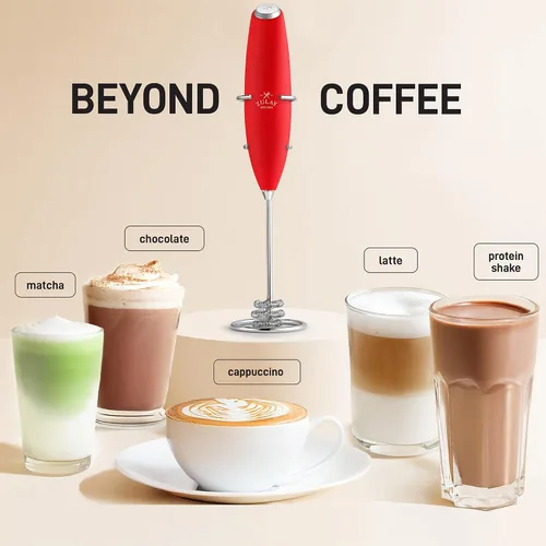 Miniatura 470 de Zulay Milk Boss Espumador de leche potente manual, hace espuma para latte, batidor para mezclar bebidas, café, miniespumador para capuchino, frappé