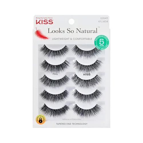 KISS Looks So Natural - Paquete múltiple de pestañas postizas, ligeras y cómodas, tecnología de extremo cónico, reutilizables, libres de crueldad