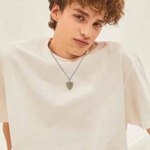 Miniatura 371 de Collar con colgante de plata de ley 925 con medalla de San Patrón, joyería religiosa para hombres y mujeres, con cadena de acero inoxidable 316L