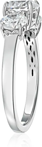 Miniatura 4 de Tienda Collection Platinum or Gold Plated Sterling Silver Round 3-Stone Ring made with Infinite Elements Cubic Zirconia