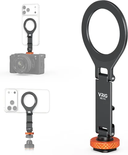 VRIG MG-40 Soporte magnético para trípode para Magsafe, tres ejes giratorios con rosca de 1/4 y adaptador de zapata fría para cámara, compatible con