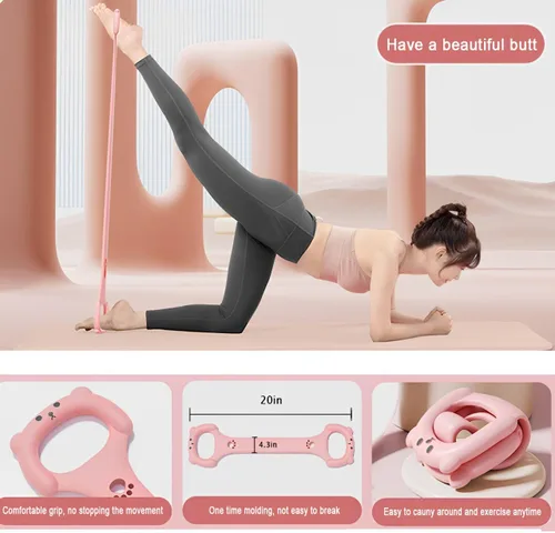 Miniatura 5 de Figura 8 bandas de resistencia de fitness con asas de 20 libras, banda de ejercicio para brazos, hombros, espalda, piernas, estiramiento, pilates