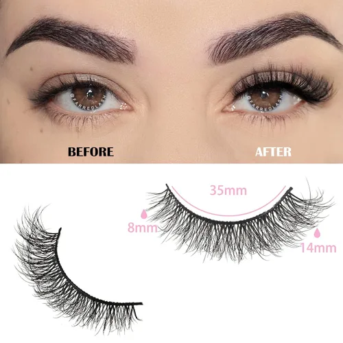 Miniatura 3 de FARRED Pestañas esponjosas 8D, pestañas postizas de aspecto natural, pestañas postizas cortas, 24 pares