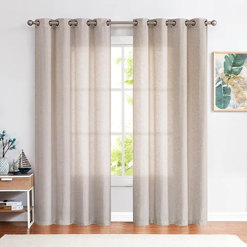 Miniatura 26 de jinchan Cortinas de 108 pulgadas Mezcla de Lino de Lino Semi Transparentes Filtrado de Luz y Resplandor Cortinas Extra Largas para Sala de Estar