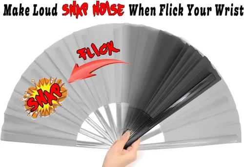 Miniatura 6 de OMyTea Ventilador grande para baile de línea - Ventilador de mano plegable con botas en el suelo - Ventilador de mano plegable chino de Tai Chi Kung