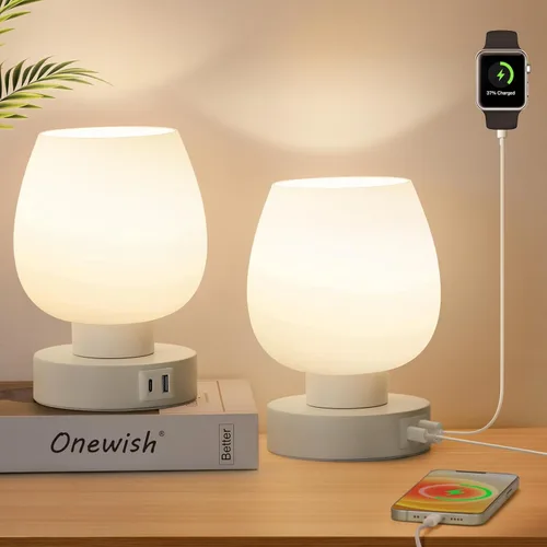 Miniatura 16 de Lámpara de Mesa de Noche Táctil - Lámpara Pequeña Rosa para Dormitorio con Puertos de Carga USB C+A, Regulable de 3 Niveles, Lámpara de Escritorio