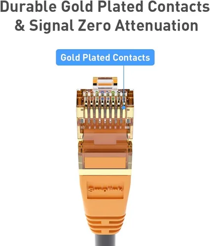 Miniatura 6 de Cable Ethernet Cat 8 de 6 pies, para exteriores e interiores, cable de conexión de doble blindaje de 26 AWG 40 Gbps 2000 Mhz, cable LAN resistente
