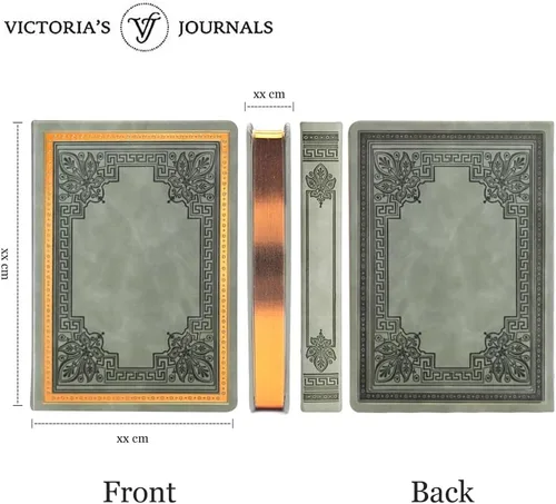 Miniatura 2 de VICTORIA'S JOURNALS Diario Vintage de Cuero Sintético con Tapa Dura Cuaderno Rayado Diario de Viaje de Aspecto Antiguo, Tamaño A5 5.7'' x 8.1'' Gris