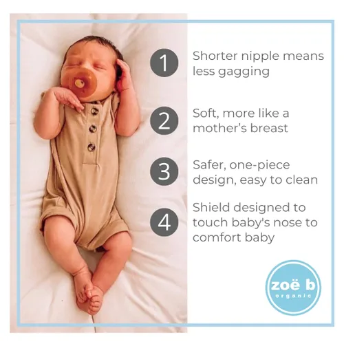 Miniatura 3 de Simply Rubber - Chupetes de goma – Pezón más corto (menos náuseas) – Pequeños recién nacidos (0 – 6 meses) – Bebés amamantados – Redondeado/Cereza