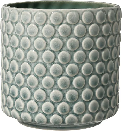 Miniatura 7 de Bloomingville Maceta de cerámica – Maceta negra de 5 pulgadas con lunares – Maceta moderna de cerámica con esmalte agrietado – Sin agujeros