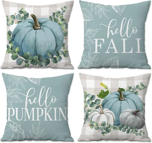 Miniatura 37 de pinata Juego de 4 fundas de almohada de otoño de 18 x 18 pulgadas, almohadas decorativas de otoño para sofá, hogar y exterior, decoración de otoño