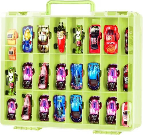 Miniatura 10 de FULLCASE Organizador de juguetes de almacenamiento compatible con Hot Wheels Car, contenedor para coches Matchbox, mini juguetes, muñecas pequeñas