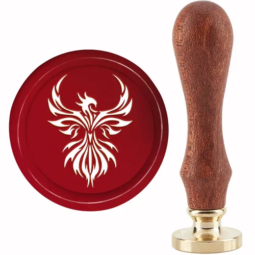 CRASPIRE Phoenix - Sello de cera de sellado vintage, 1.181 in, cabeza de latón extraíble con mango de madera para invitaciones de boda, sobres de