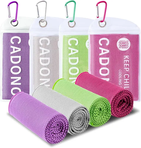 Miniatura 12 de Paquete de 4 toallas refrescantes (40 x 12 pulgadas), toalla de frío suave y transpirable, toalla de hielo, toalla de microfibra para yoga