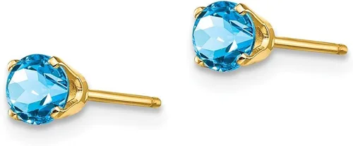 Miniatura 2 de 14K 4mm arete Diciembreazul Topacio Post, Gem quilates. 0,66