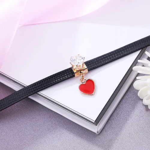 Miniatura 2 de LVEN - Gargantilla negra para mujer, collar de tono doradoplateado con elegante dije