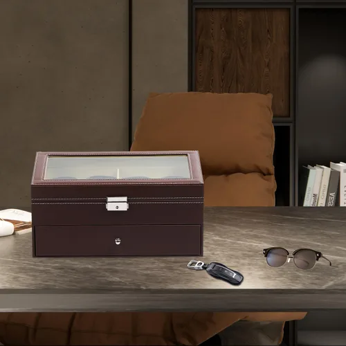 Miniatura 28 de AUTOARK AW-023 - Organizador de cuero para guardar lentes de sol, 12 piezas, color negro, AW-023