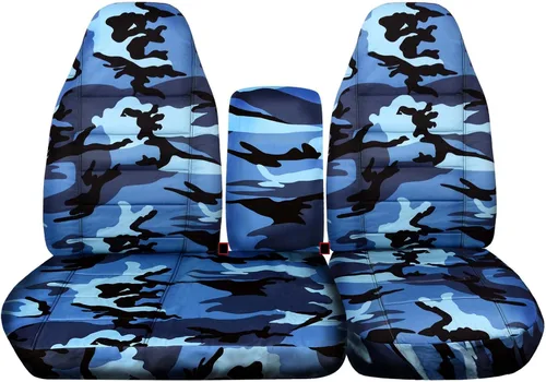 Miniatura 15 de Cubiertas para asiento de camioneta con diseño de camuflaje para 2001-2003 Ford F-150 (Asiento dividido 40/60 frontal) con consola, descansacabezas