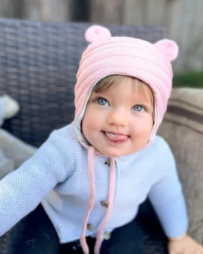 Miniatura 6 de FURTALK Gorro de invierno para bebé, con orejas de oso para niños y niñas, forro de algodón, gorro de punto