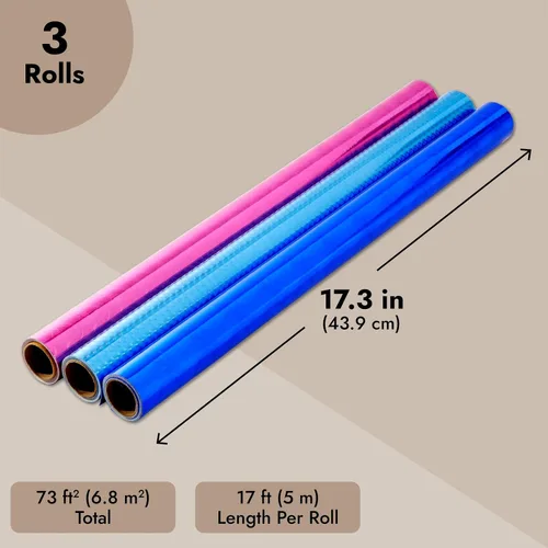 Miniatura 4 de Juvale Rollos de papel de regalo holográficos metálicos para regalo, patrones de papel de regalo, envoltura de regalo metálica para regalos