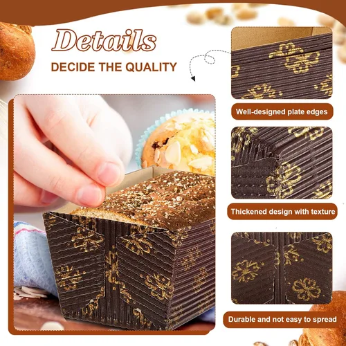 Miniatura 3 de Tessco 60 Piezas Mini Moldes de Pan de Papel Desechables Moldes Rectangulares de Papel para Hornear para Pan Rápido Panes Pequeños de Calabaza