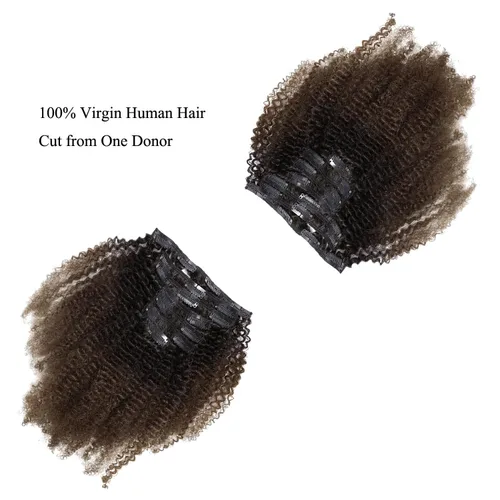 Miniatura 8 de Anrosa Extensiones de cabello rizado con clip, cabello humano 3C 4A afro rizado con clip, cabello natural, remy real, extensiones de cabello humano