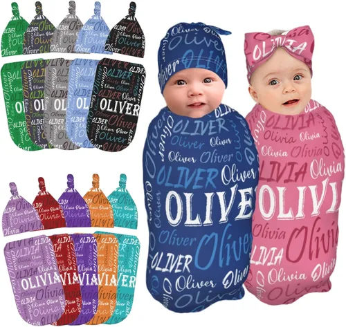 Miniatura 10 de Manta personalizada para bebé con capucha para niña y niño con nombre Mantas personalizadas para bebés para niñas y niños con nombre Artículos