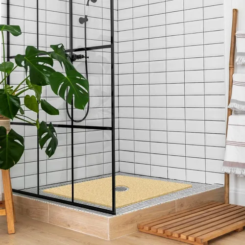 Miniatura 7 de Tapete de ducha antideslizante, 27 x 27 pulgadas, extra grande, con drenaje, tapete cuadrado suave, tapete de ducha para baño, sin ventosas (beige)
