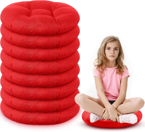 Miniatura 9 de Fumete - 8 piezas de cojines de piso redondos de 16 pulgadas para niños y bebés, asientos flexibles para muebles de aula, almohada de piso