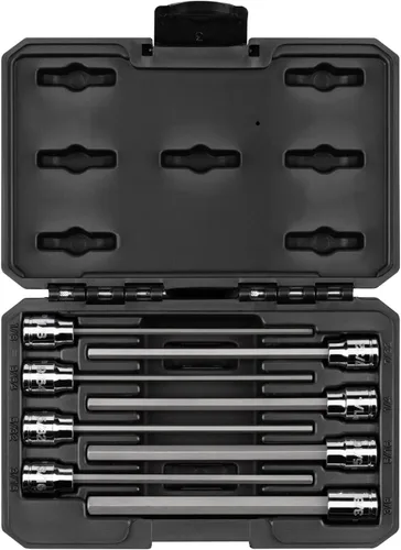 TEKTON Juego de dados hexagonales largos de 3/8 pulgadas de impulso con estuche, 8 piezas (1/8-3/8 pulgadas) | SHB91313