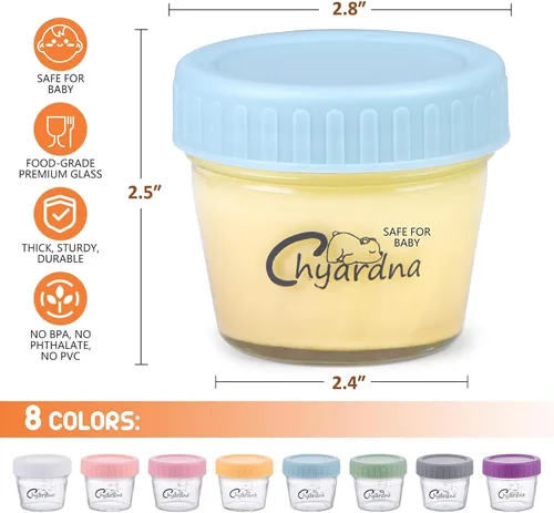 Miniatura 2 de Paquete de 24 recipientes de vidrio para almacenamiento de alimentos para bebés, tarros de comida para bebés a prueba de fugas de 4 onzas con tapas