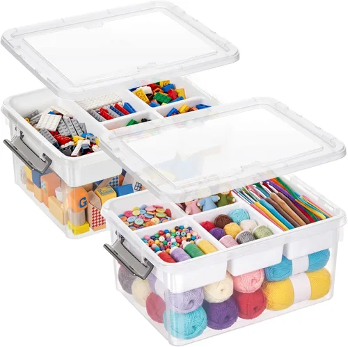 Miniatura 15 de Citylife Caja de almacenamiento de plástico de 17 QT con bandeja extraíble Organizadores y almacenamiento para manualidades Contenedor