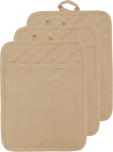 Miniatura 35 de Soporte para olla de horno con bolsillo, de algodón, resistente al calor, para cocina, almohadilla caliente, guantes de horno para cocinar y Gris