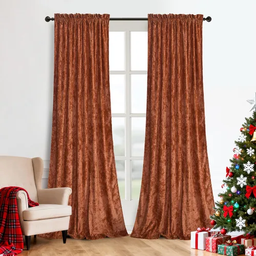 Miniatura 10 de Cortinas de Terciopelo Chartreuse Aplastado de Lujo Juego de 2 Paneles - 84 pulgadas de Largo para Oscurecer la Habitación Cortinas de Terciopelo