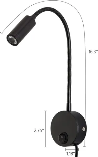 Miniatura 7 de Lámpara de lectura de pared, apliques de luz LED, 3 W, blanco cálido, 3000 K, enchufe para lectura de libros (2 unidades, cable de 3000 K)