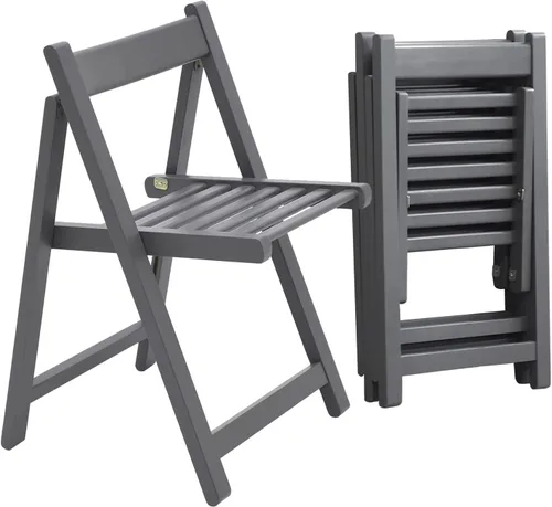 FUNROLUX Silla plegable de comedor, paquete de 2 sillas plegables de madera gris, adecuadas para eventos, fiestas, jardín, cocina, mesa, silla,