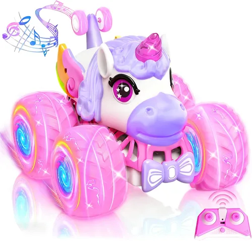 Miniatura 8 de Auto a control remoto para niños pequeños, juguetes de dinosaurio para edades de 2 a 4 años con luces y música, auto RC recargable, regalos