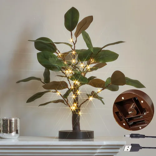 Miniatura 9 de LITBLOOM Árbol de abedul iluminado con temporizador, funciona con pilas o enchufe USB de 18 pulgadas, 24 LED, árboles de Pascua con luces para boda