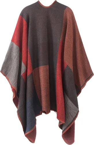 Miniatura 153 de Urban CoCo Poncho de colores para mujer, chal con frente abierto, color en bloques