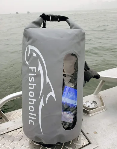 Miniatura 4 de Fishoholic Bolsa seca – Bolsas de equipo impermeables – Broche a prueba de fallas – Hecho resistente y duradero para kayak, barco, pesca, BLK