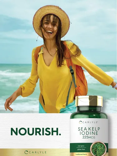 Miniatura 6 de Carlyle - Suplemento de yodo de alga marina 225 mcg 300 tabletas Sin GMO, sin gluten Suplemento de hierbas tradicionales