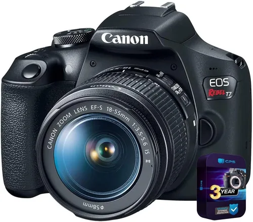 Canon EOS Rebel T7 - Cámara digital SLR con lente 18-55 mm f/3.5-5.6 is II Kit con paquete de protección CPS mejorado de 3 años | Modelo de fábrica