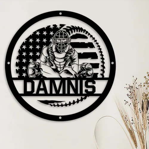 Miniatura 2 de Letrero de metal personalizado para jugador de béisbol con luz LED, nombre y número personalizado, arte de pared de béisbol, letrero de neón